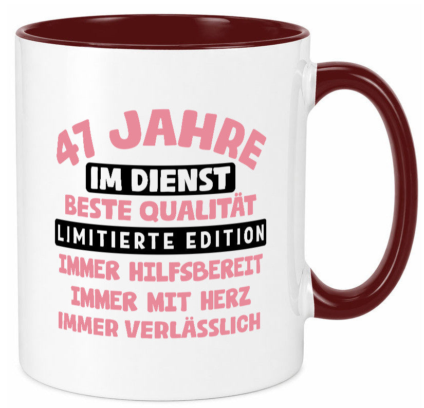 47 Jahre im Dienst | Jubiläum Arbeit v11 Geschenkidee Kollegen Büro Humor Tasse
