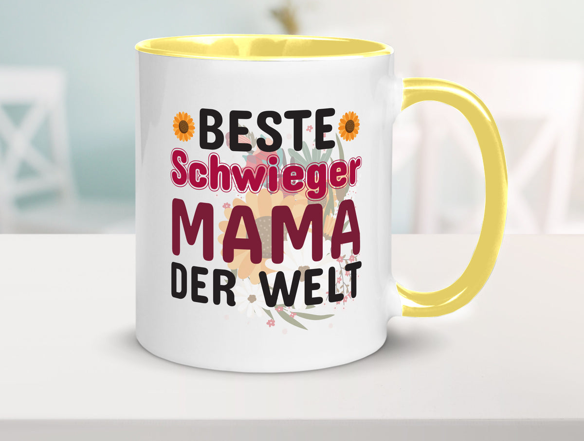 Beste Schwiegermama | Schwiegermutter Tasse Blumen Humor Familie Geschenkidee