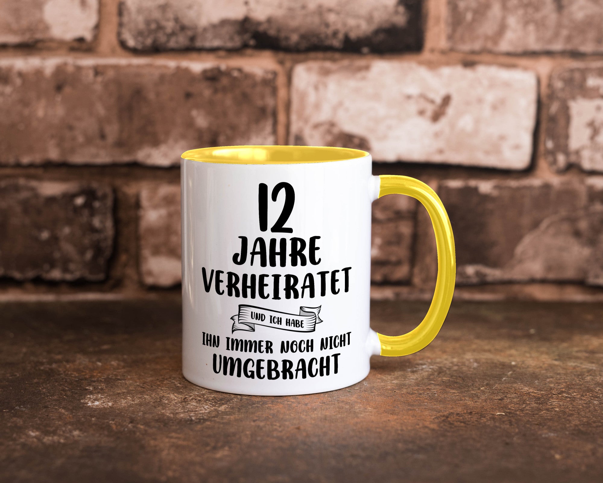 12 Jahre Verheiratet, immer noch am Leben! Geschenkidee Humor Tasse