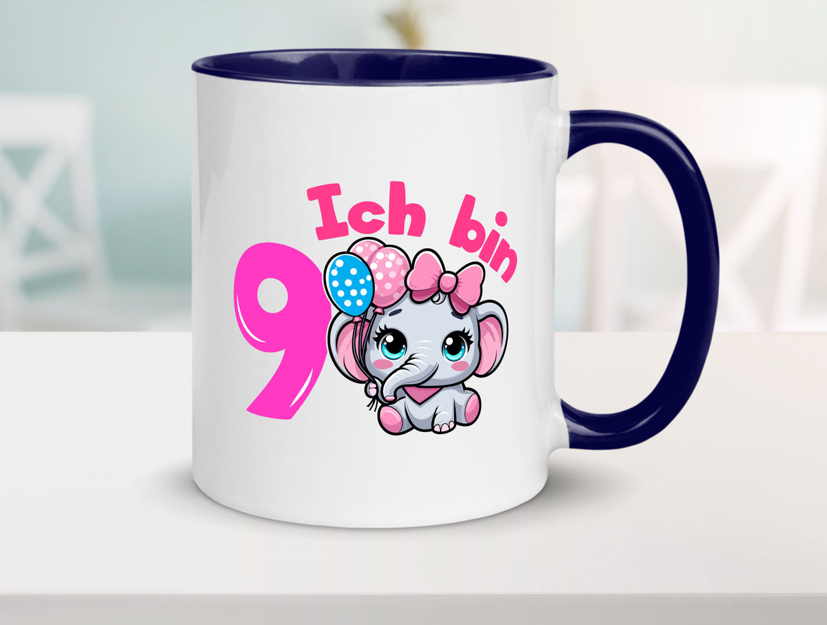 9. Geburtstag | 9 Jahre Elefant Mädchen Geschenk Geschenkidee lustiger Spruch Tasse