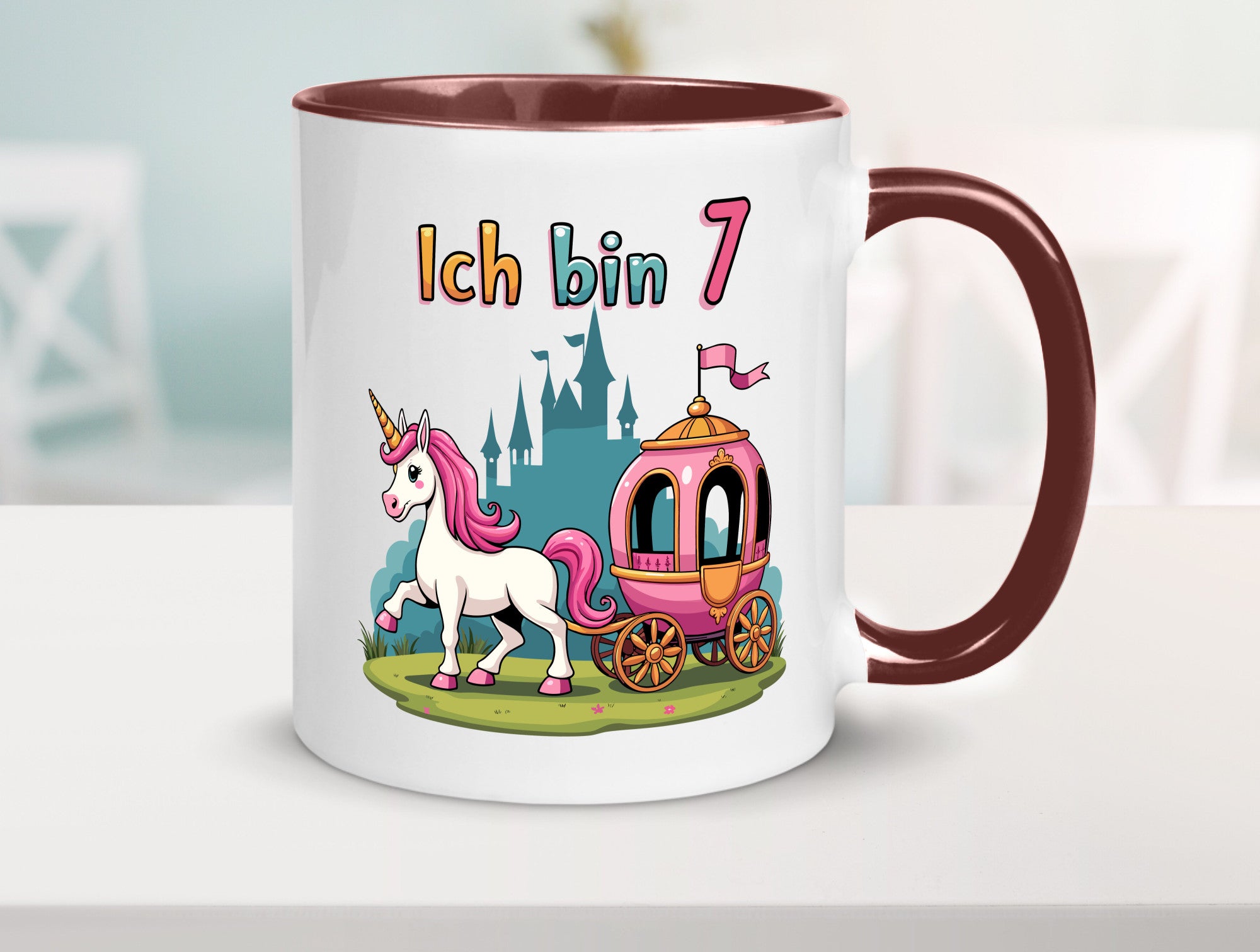 7. Geburtstag | Prinzessin in Kutsche Einhorn lustiger Spruch Geschenk