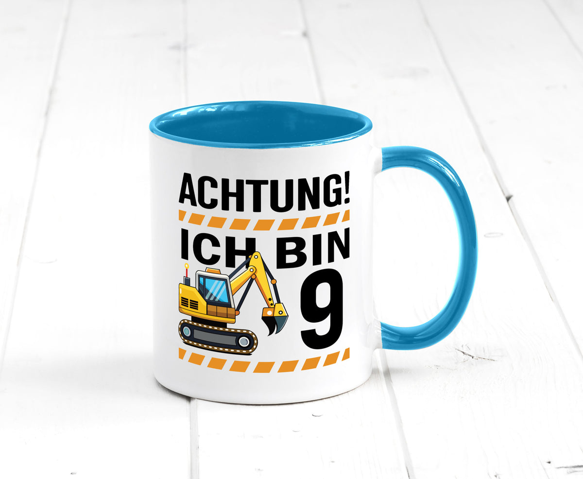 9 Geburtstag Ich bin | Bagger Junge lustiger Spruch Geschenk Geschenkidee Tasse