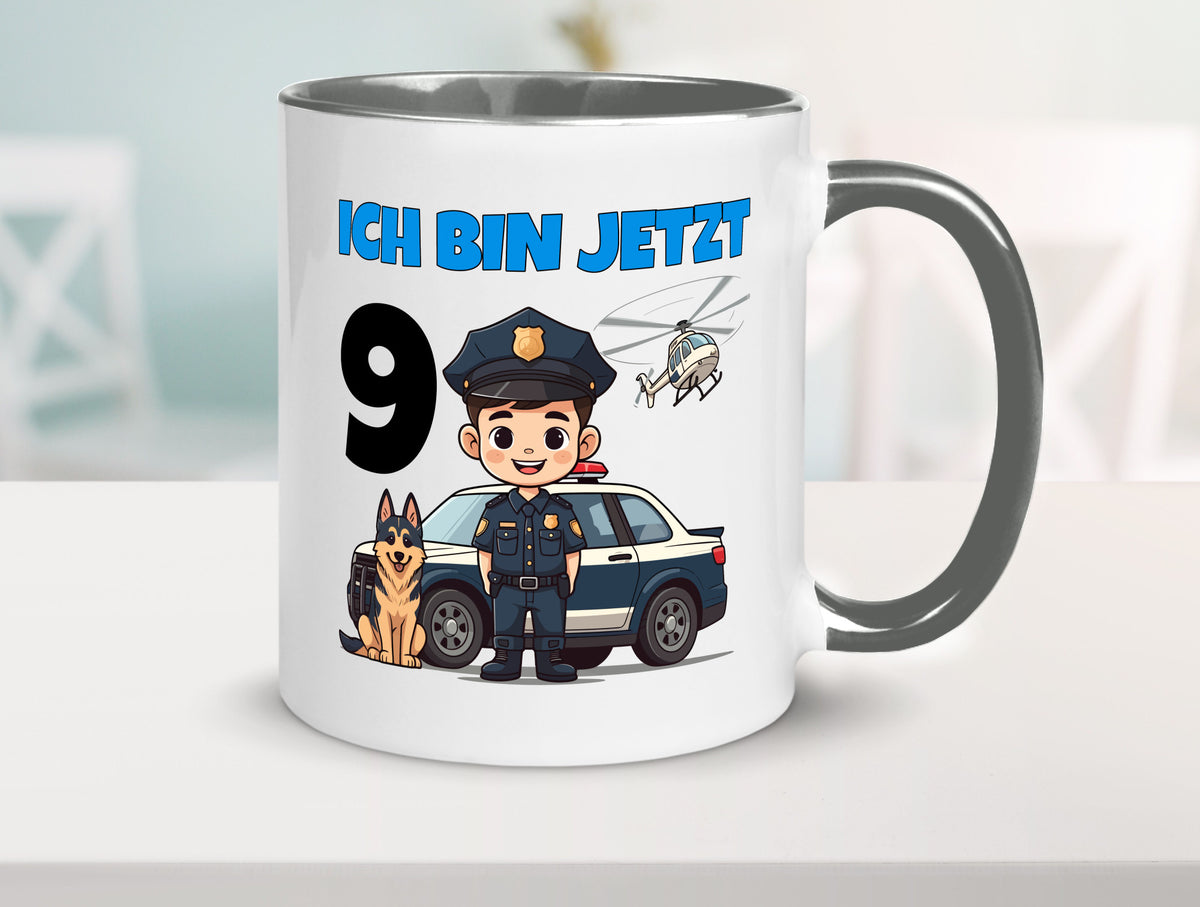 9. Geburtstag | 9 Jahre Polizei Kind Polizeiauto lustig Geschenkidee Geschenk Tasse