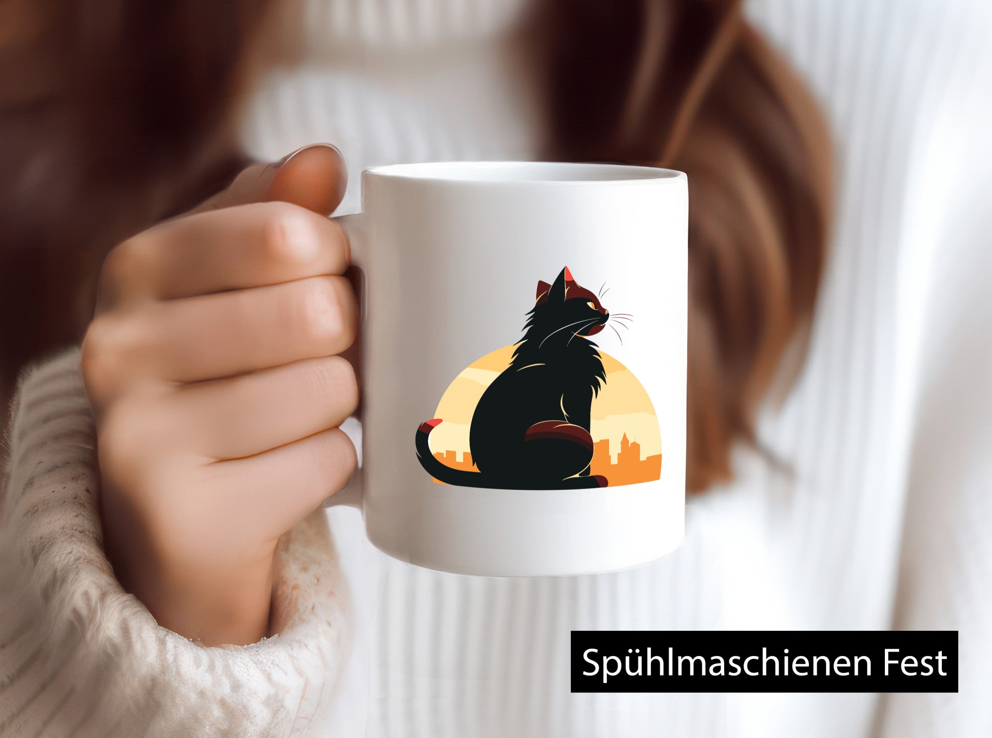Katze | Großstadt Sonnenaufgang lustiger Spruch Geschenk Tierliebhaber Humor