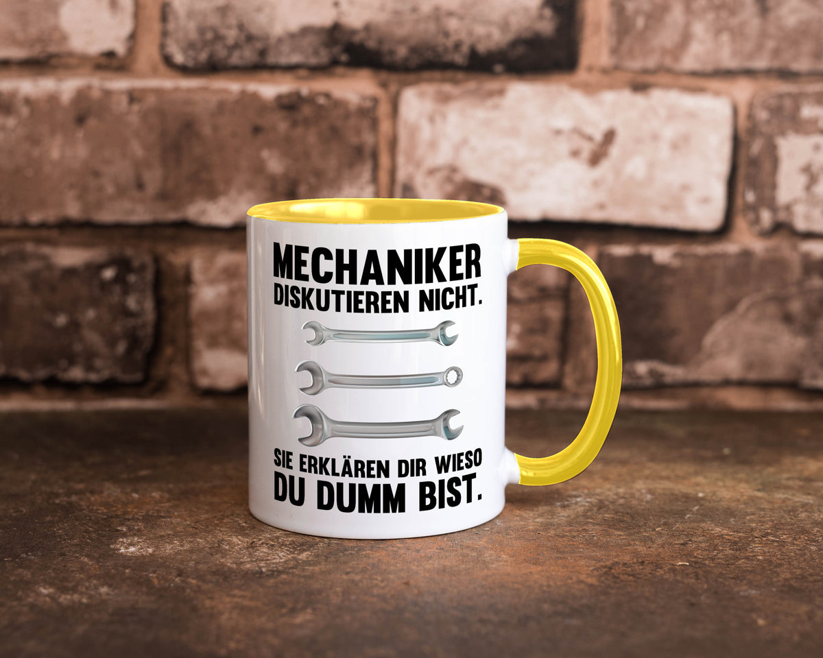 Mechaniker Diskutieren nicht sie erklären nur wieso Geschenkidee Tierliebhaber Tasse