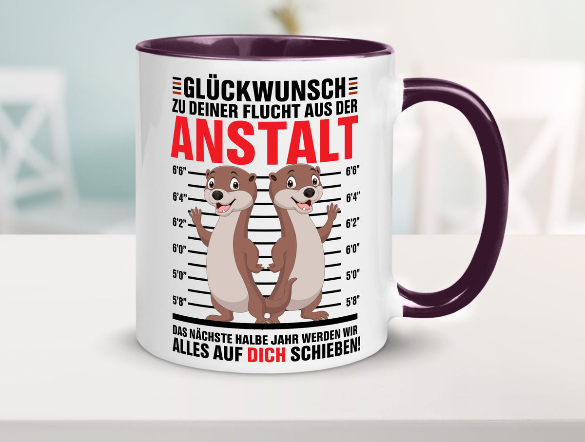 Glückwunch zur Flucht | Jobwechsel Arbeitskollegen Geschenk Arbeit Kollegen Tasse
