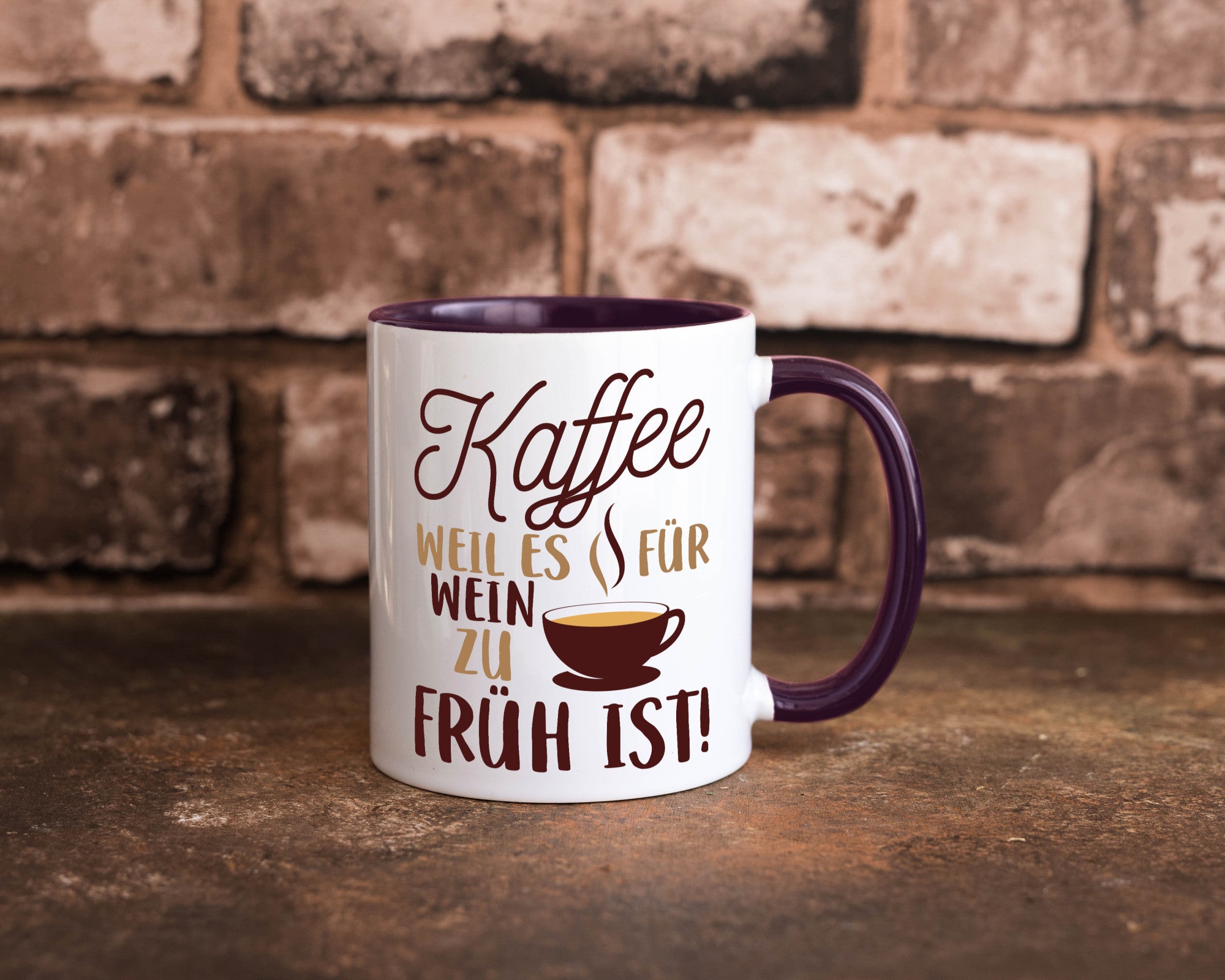 Weil es für Wein zu früh ist | Kaffeetrinker Herzschlag Humor Geschenkidee Tasse