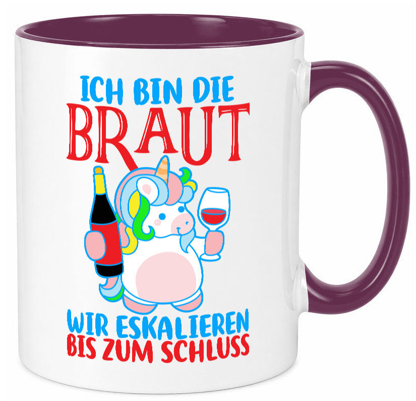 Junggesellinnenabschied | JGA Braut Einhorn Eskalation v2 lustig Humor Tasse