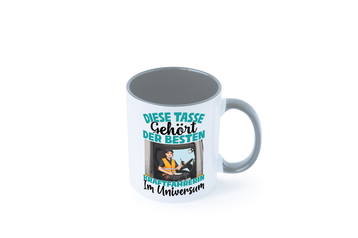 Im Universum: Kraftfahrerin | Lastwagen LKW lustig Humor Geschenkidee Geschenk Tasse