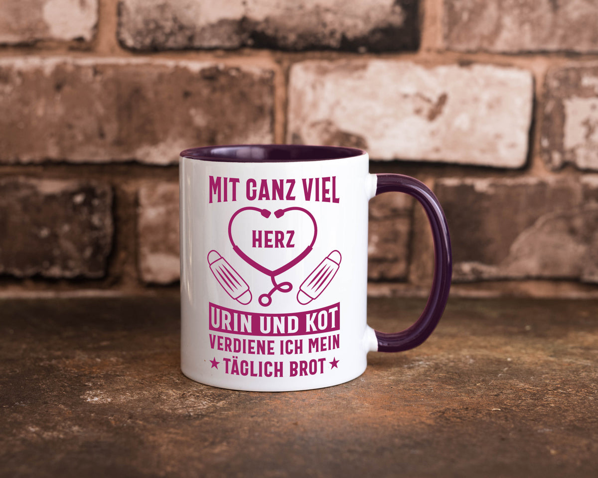 Herz, Urin, Kot, damit verdien ich mein Brot | Stethoskop Geschenk Humor Tasse