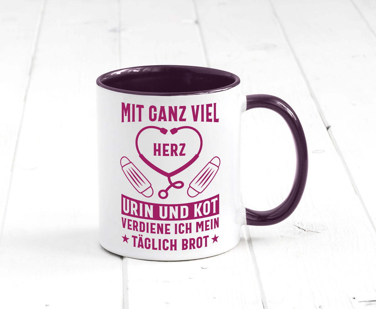 Herz, Urin, Kot, damit verdien ich mein Brot | Stethoskop Geschenk Humor Tasse