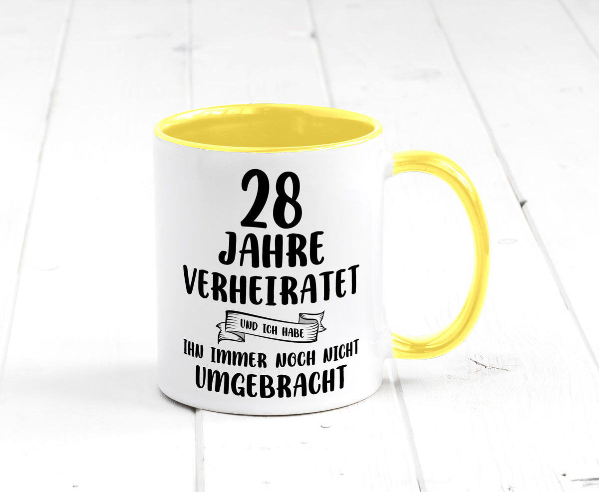 28 Jahre Verheiratet, immer noch am Leben! Geschenkidee Humor Tasse