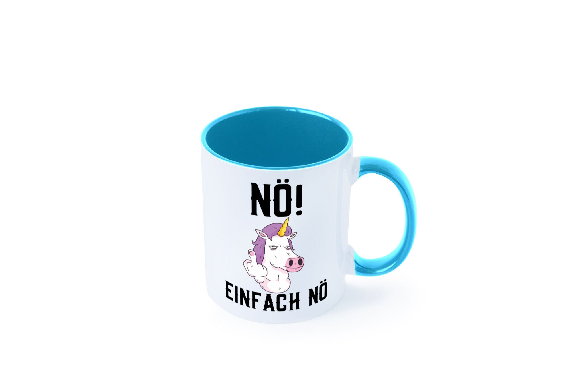 Einfach Nö | Keinen Bock Einhorn Mittelfinger Comic Geschenkidee Humor Tasse