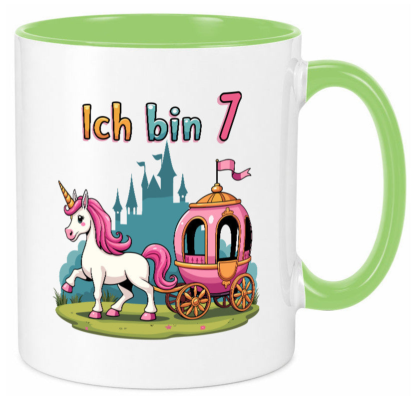 7. Geburtstag | Prinzessin in Kutsche Einhorn lustiger Spruch Geschenk