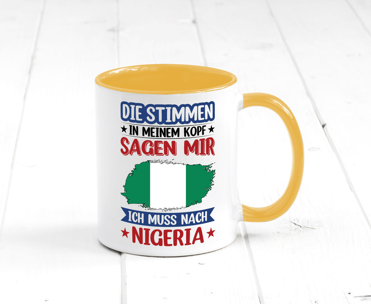 Nigeria | Urlaub Stimmen in meinem Kopf Traumland Geschenk Humor Geschenkidee Tasse