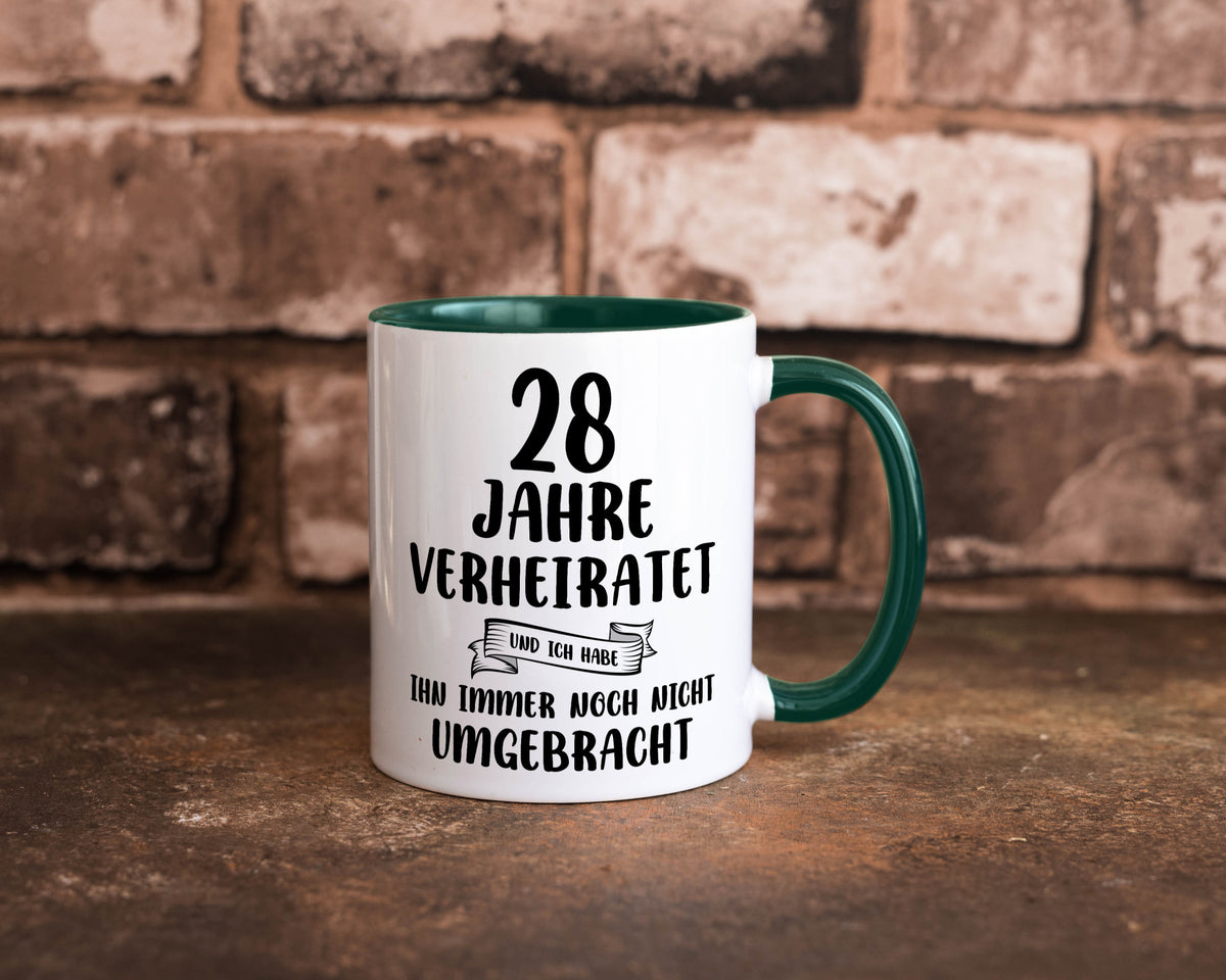 28 Jahre Verheiratet, immer noch am Leben! Geschenkidee Humor Tasse