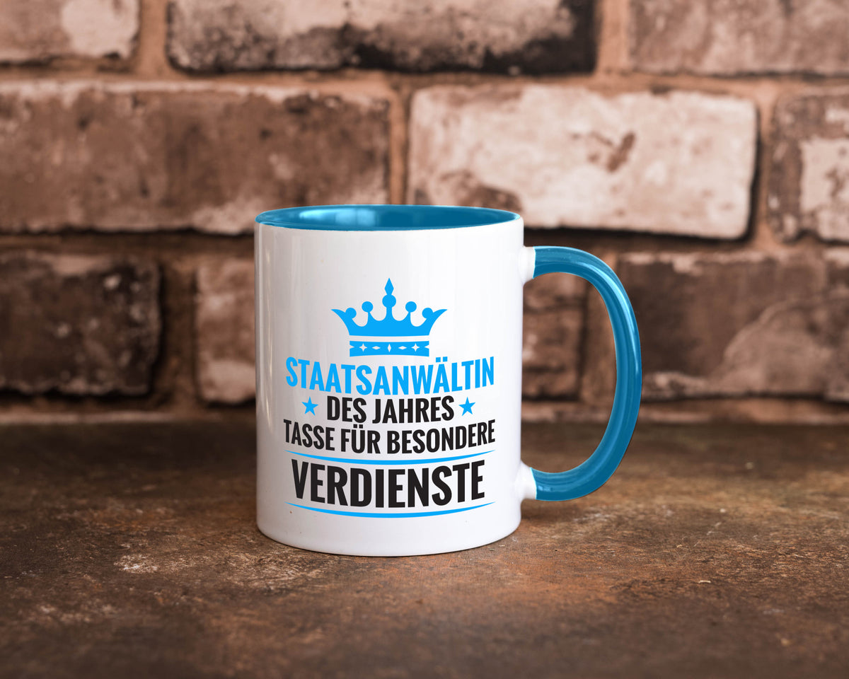 Besonderer Verdienst: Staatsanwältin | Anwältin lustiger Spruch Geschenk Humor Tasse
