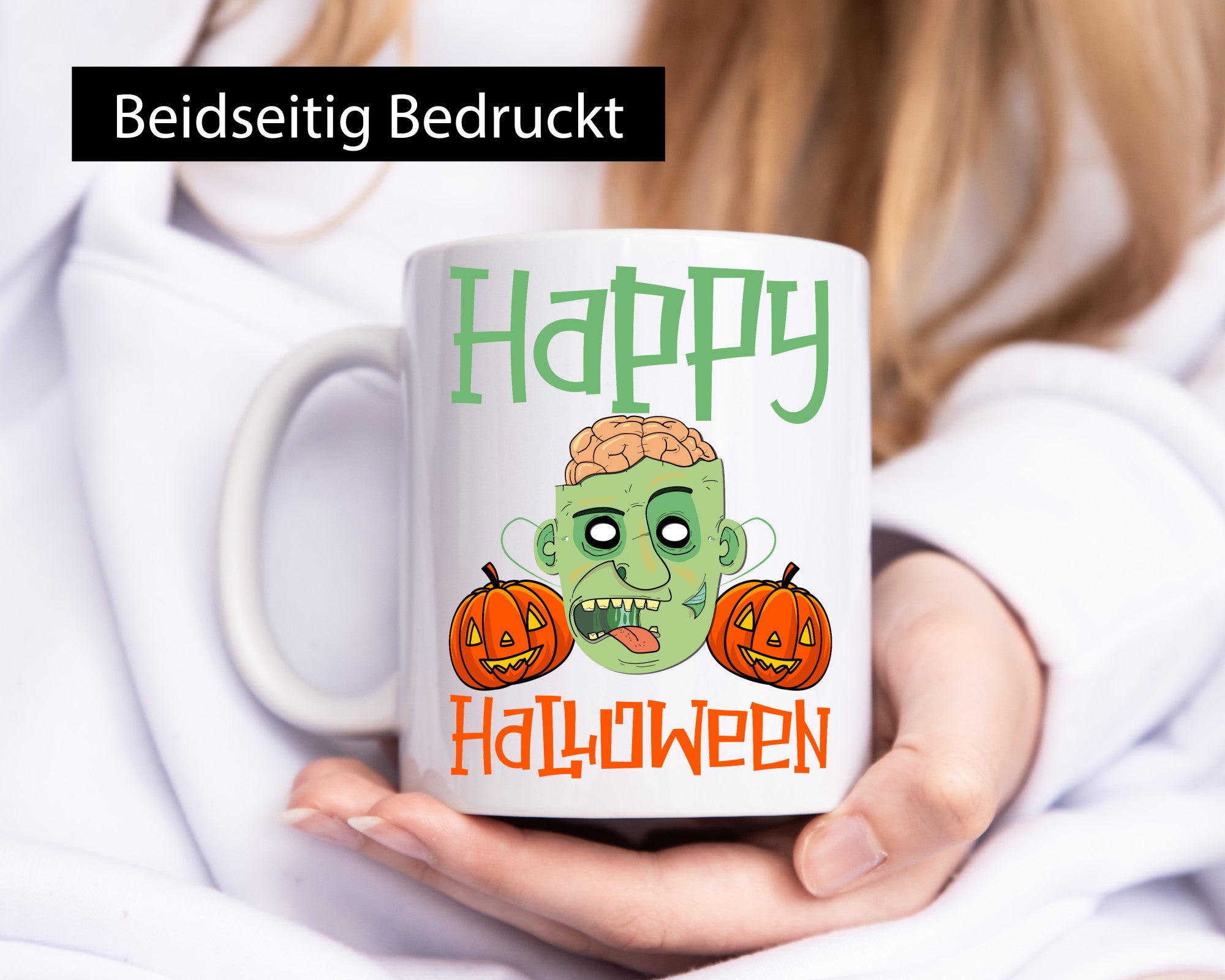 Happy Helloween | Gruseliger Kürbis lustig Humor Geschenkidee Geschenk Tasse