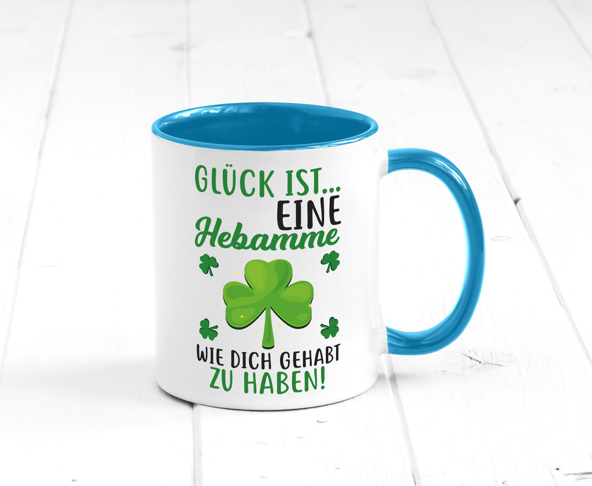 Hebamme Dankeschön | Dankes Tasse Kleeblätter Glück Humor Geschenkidee