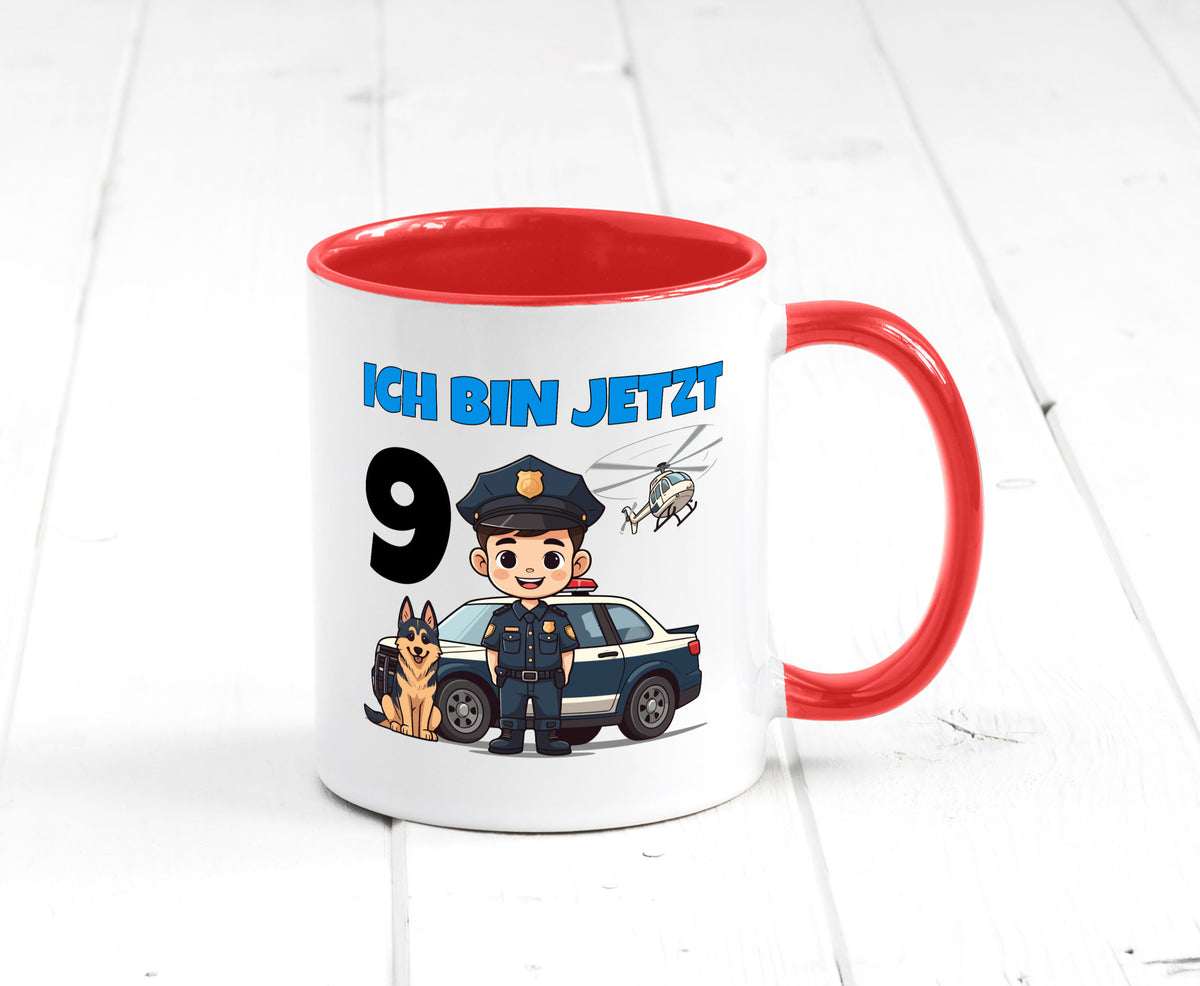 9. Geburtstag | 9 Jahre Polizei Kind Polizeiauto lustig Geschenkidee Geschenk Tasse