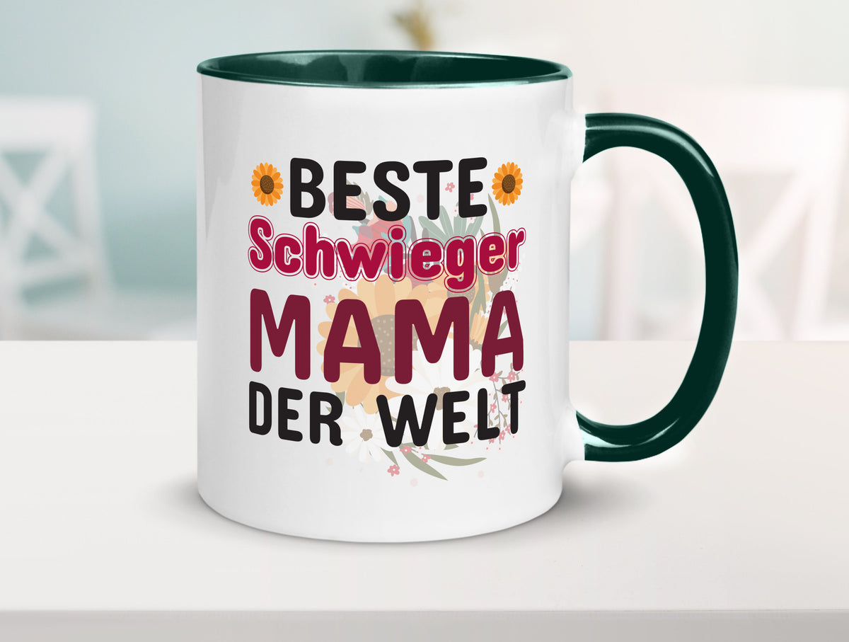 Beste Schwiegermama | Schwiegermutter Tasse Blumen Humor Familie Geschenkidee