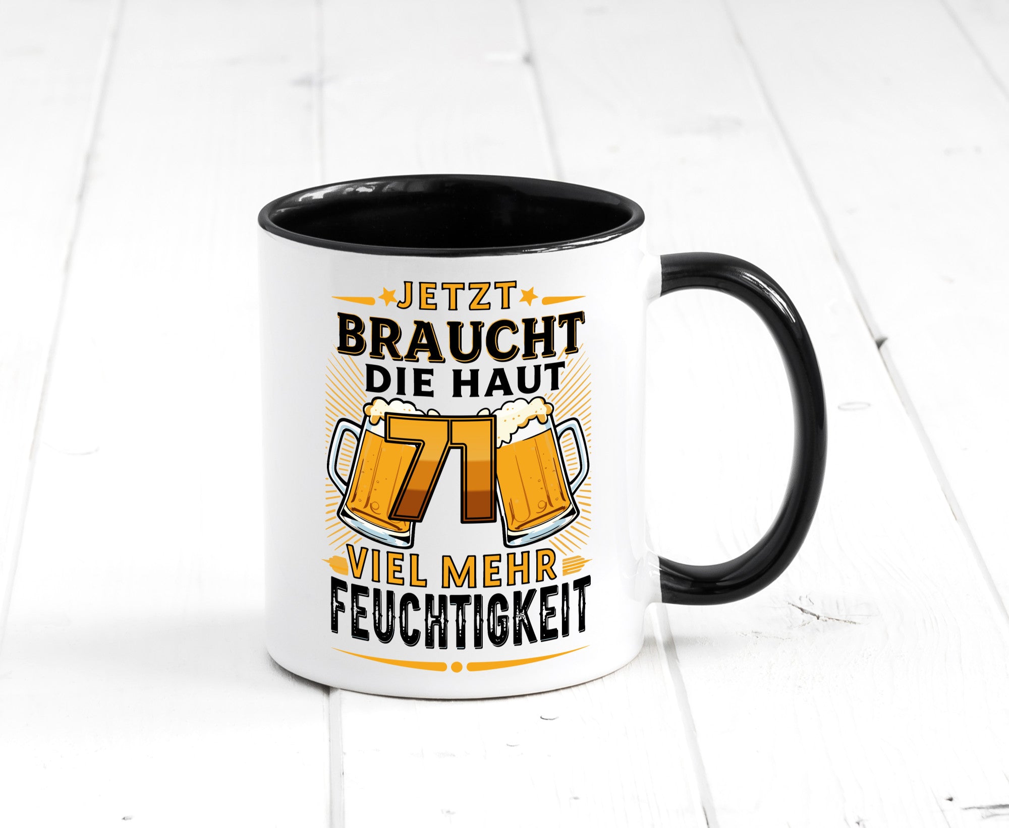 71 braucht die haut mehr Feuchtigkeit | 71. Geburtstag Geschenkidee Humor Tasse