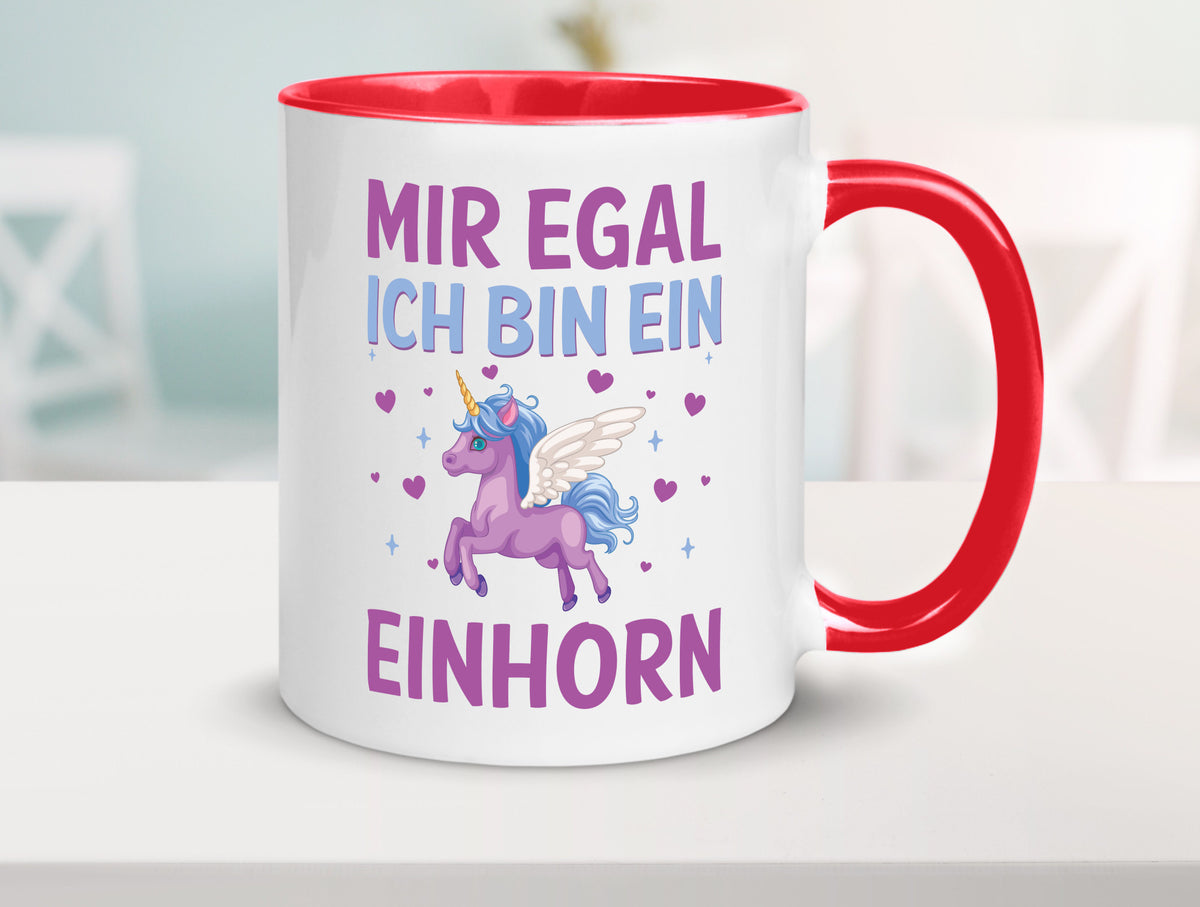 Mir egal, ich bin ein Einhorn| Herzen Geschenkidee Humor Tasse