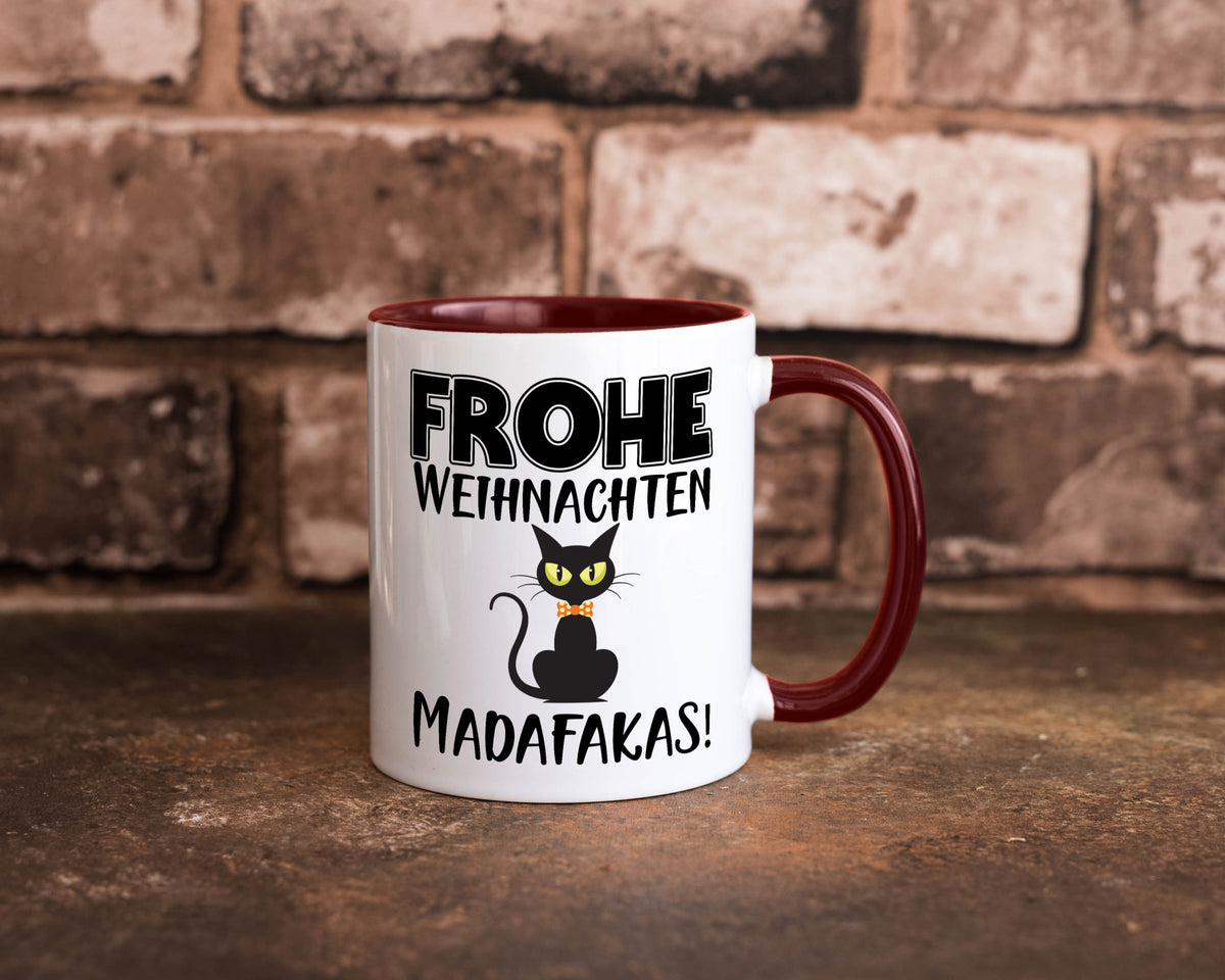 Frohe Weihnachten Madafakas! | Katze Tasse Vintage lustiger Spruch Geschenk