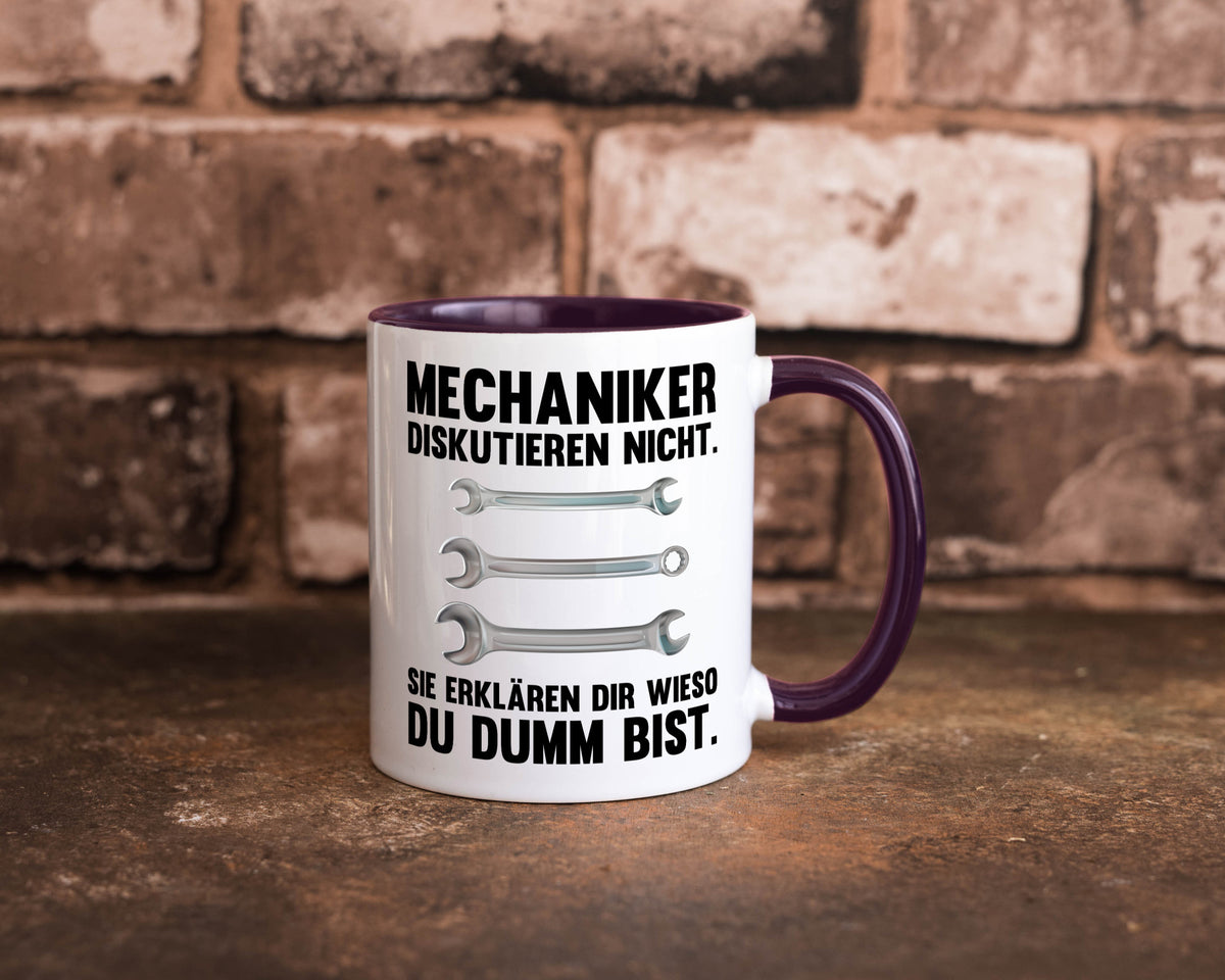 Mechaniker Diskutieren nicht sie erklären nur wieso Geschenkidee Tierliebhaber Tasse