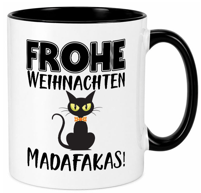 Frohe Weihnachten Madafakas! | Katze Tasse Vintage lustiger Spruch Geschenk