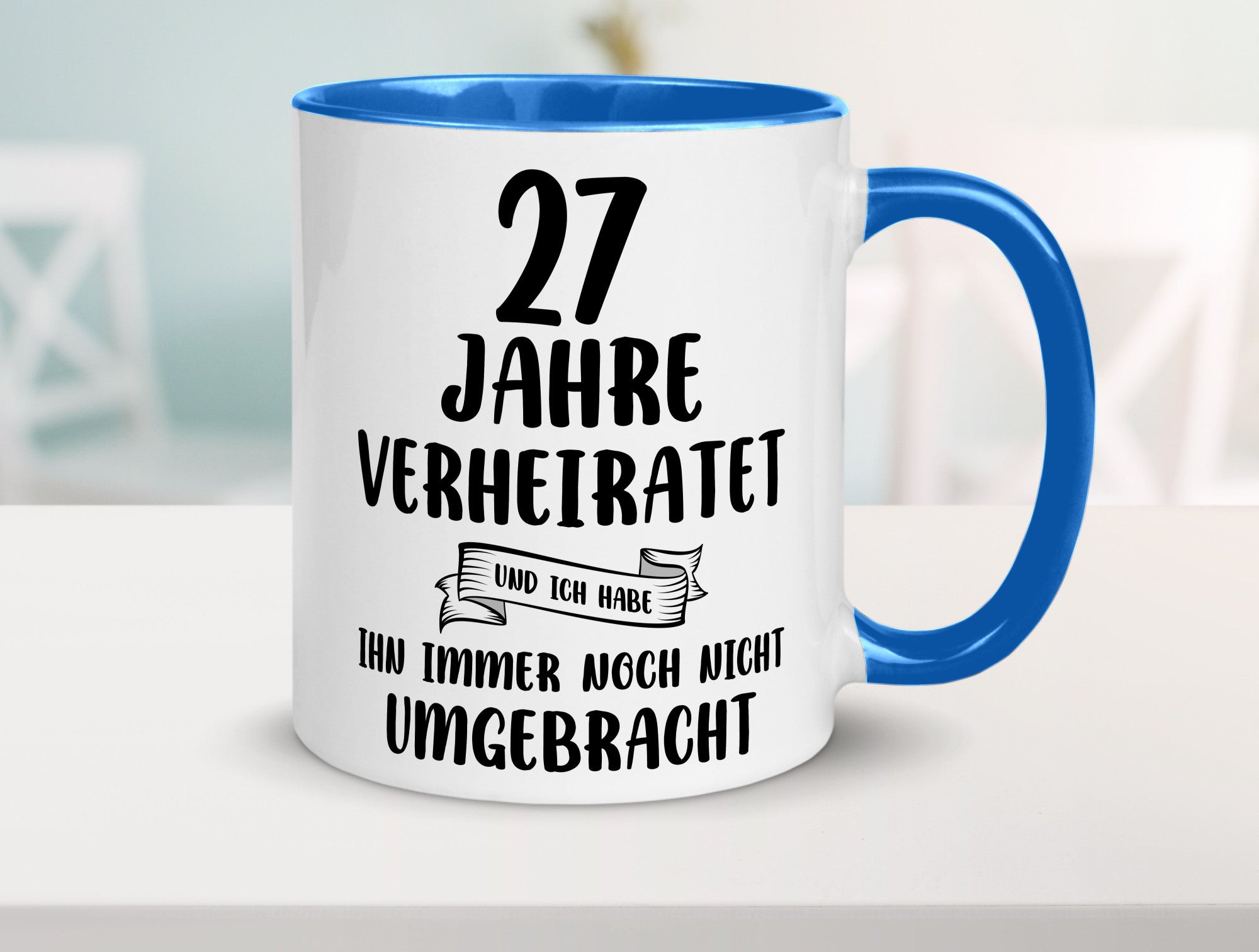 27 Jahre Verheiratet, immer noch am Leben! Geschenkidee Humor Tasse