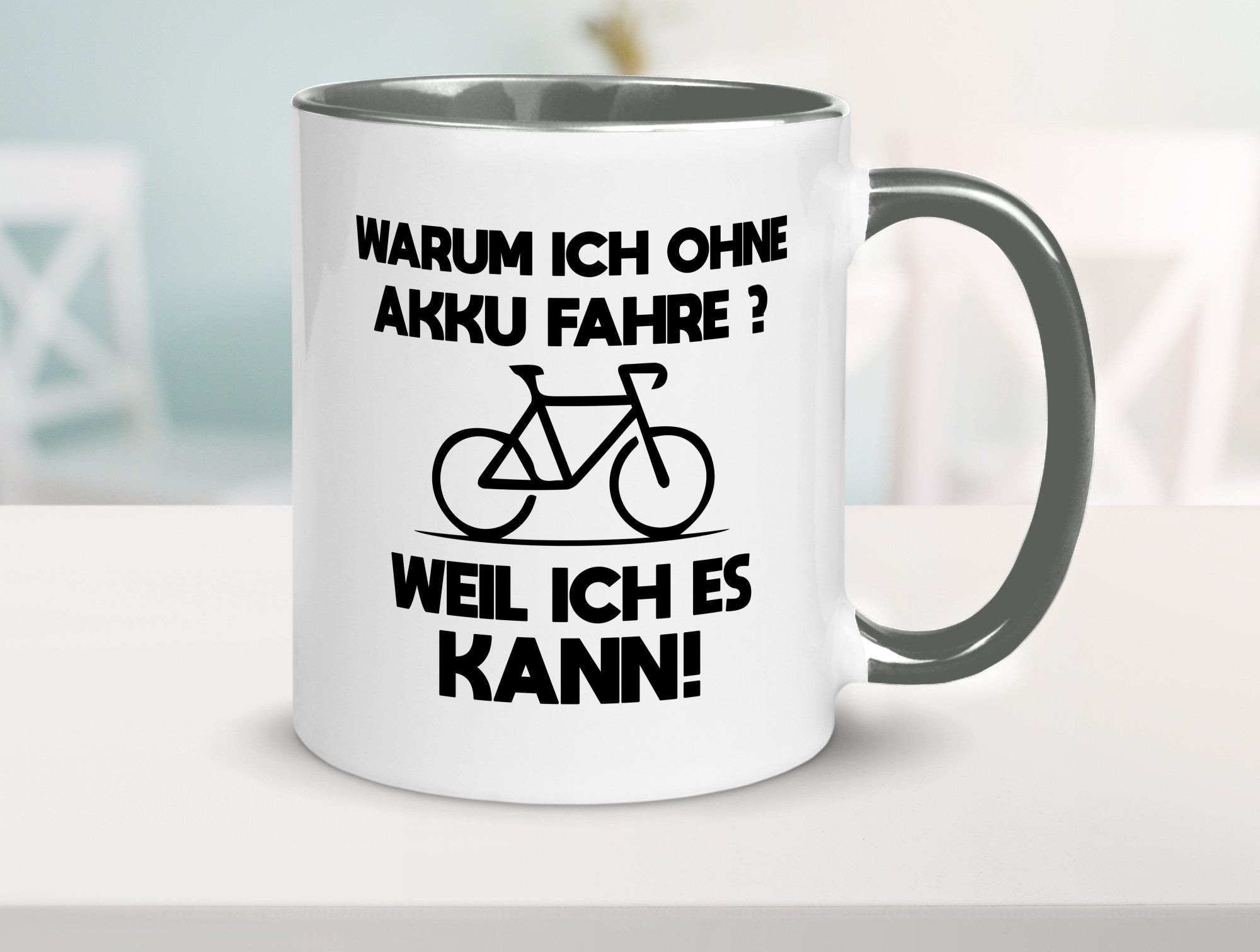 Warum ich ohne Akku fahre weil ichs kann | Radfahren Geschenk Humor