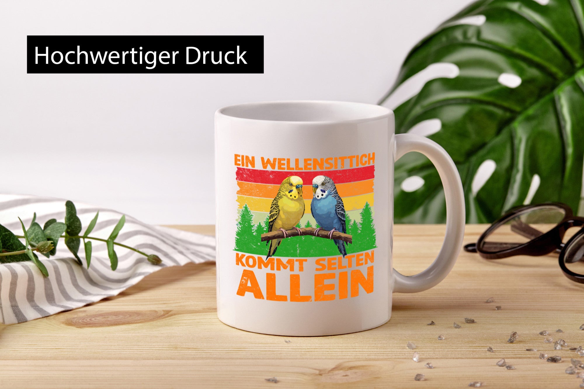 Ein Wellensittich kommt selten allein | Geschenk Humor Geschenkidee lustiger