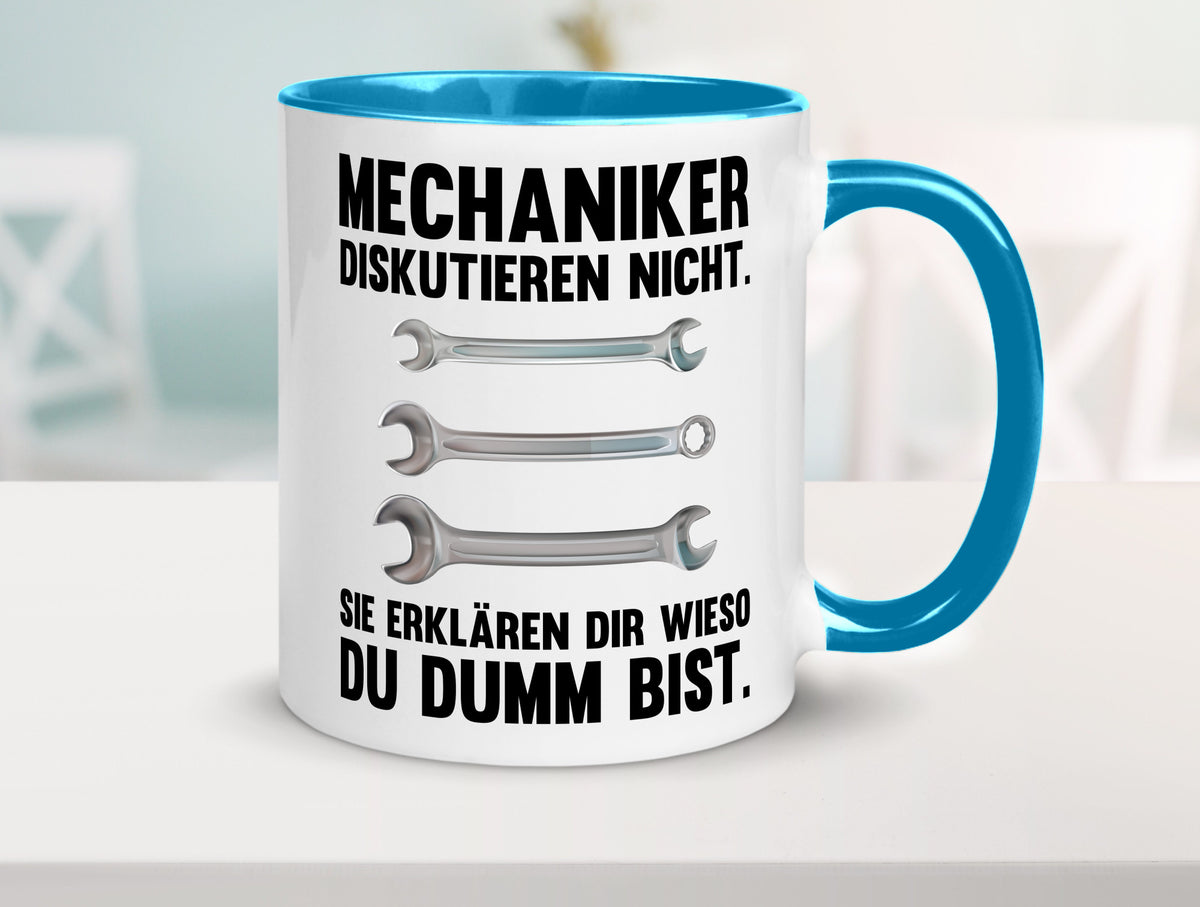 Mechaniker Diskutieren nicht sie erklären nur wieso Geschenkidee Tierliebhaber Tasse
