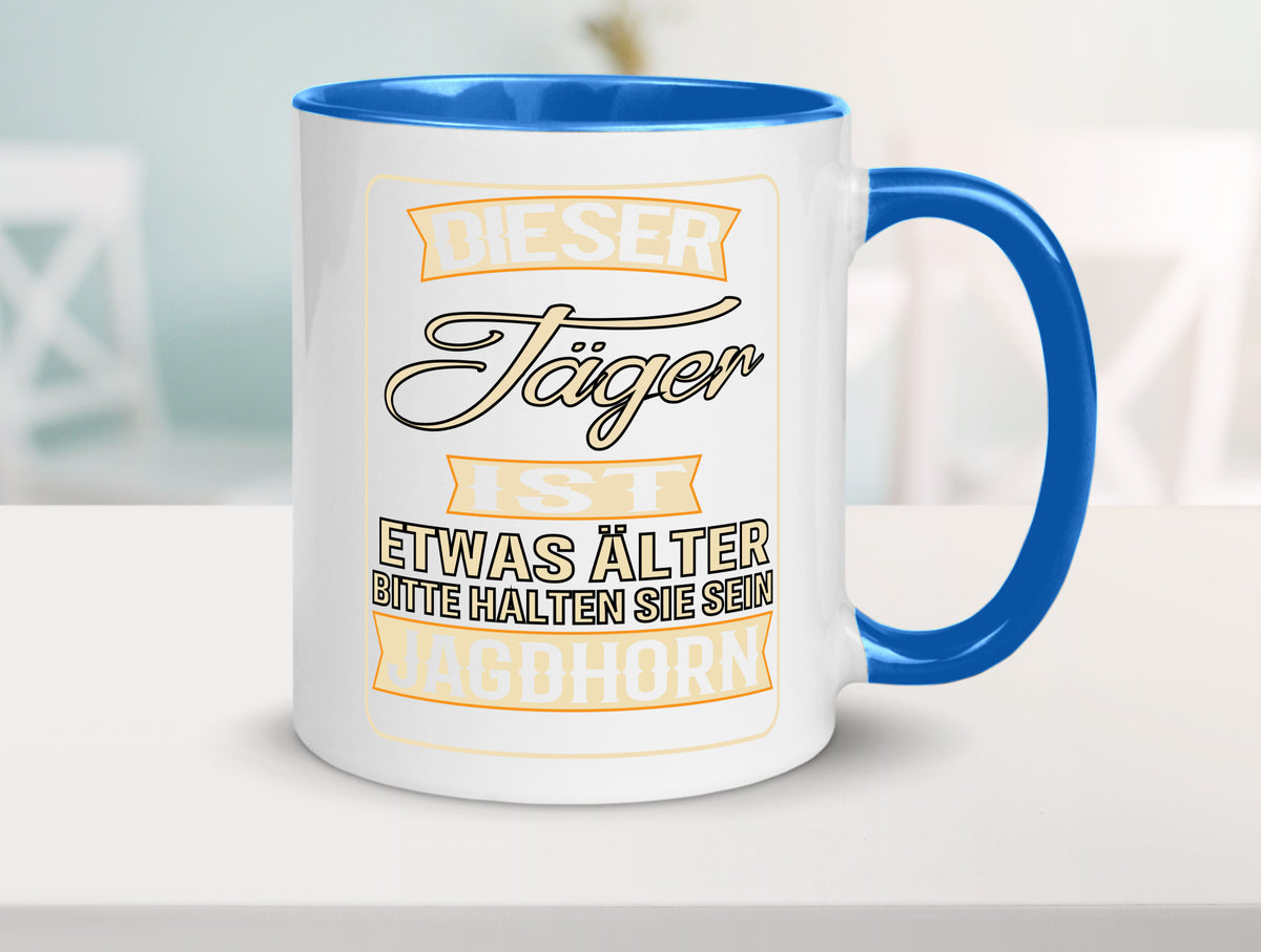 Dieser Jäger ist etwas Älter halten sie sein Jagthorn lustiger Spruch Geschenk Tasse