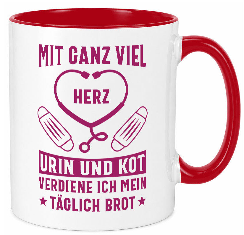 Herz, Urin, Kot, damit verdien ich mein Brot | Stethoskop Geschenk Humor Tasse