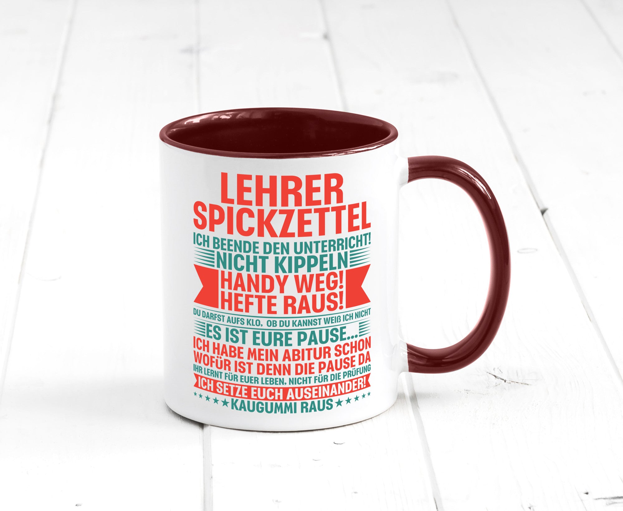 Lehrer Spickzettel | Beruf Tasse lustiger Spruch vl4 lustig Arbeit Kollegen
