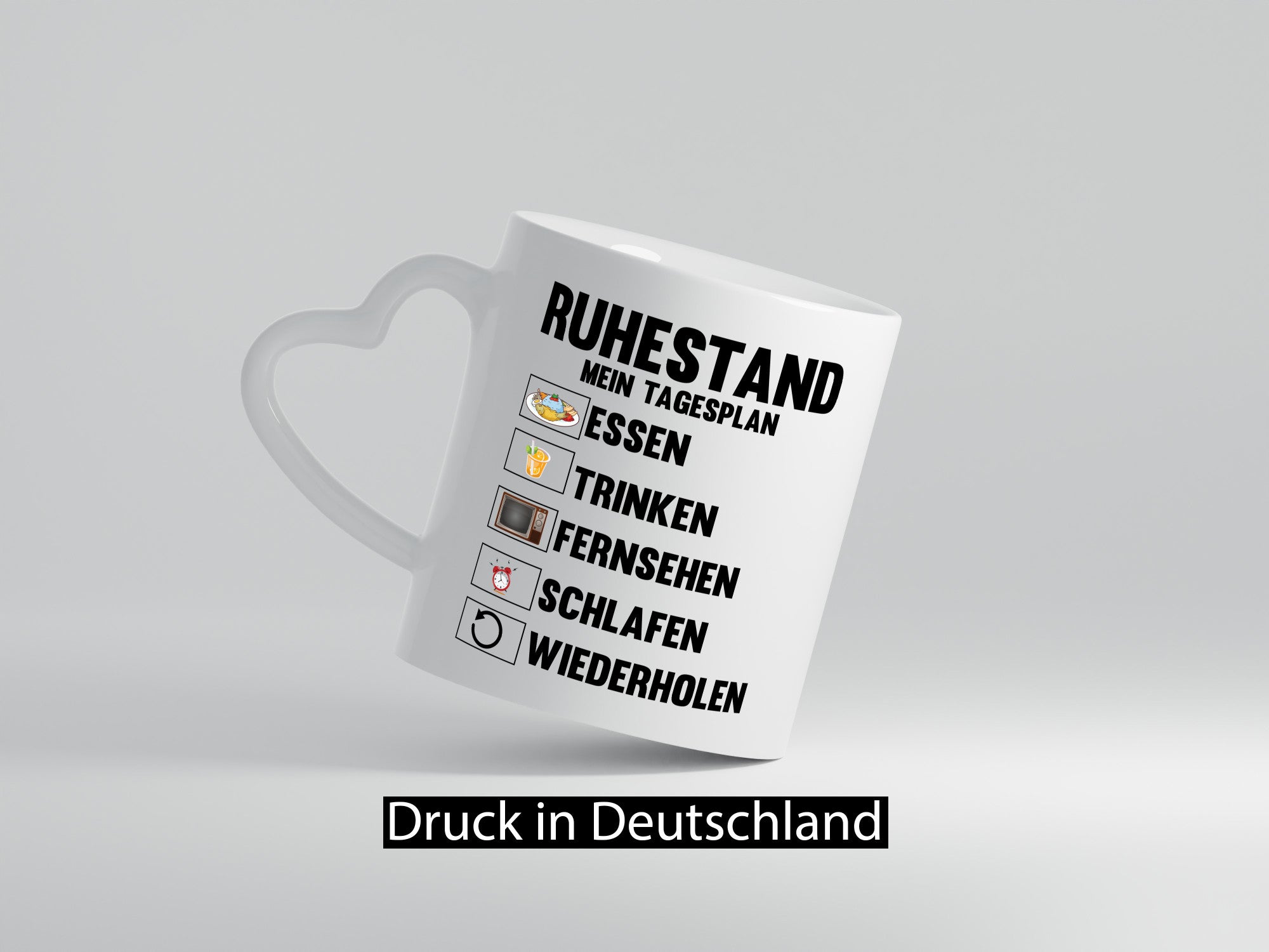 Ruhestand mein Tagesplan | Rentner Geschenkidee Jubiläum Humor Tasse