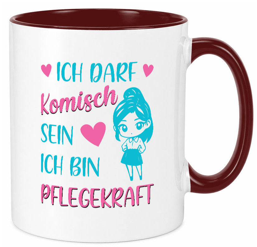 Ich darf komisch sein | Pflegekraft Geschenkidee Humor Tasse