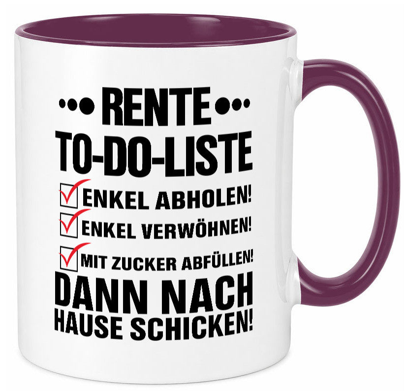 Rente To-Do-Liste | Rentner Tasse Enkel verwöhnen Geschenk Ruhestand Jubiläum