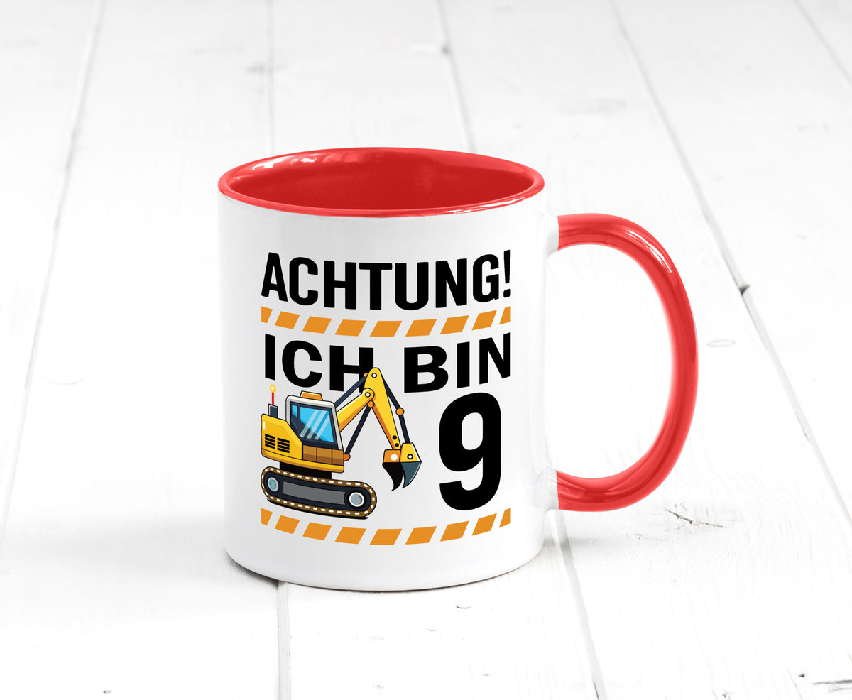 9 Geburtstag Ich bin | Bagger Junge lustiger Spruch Geschenk Geschenkidee Tasse