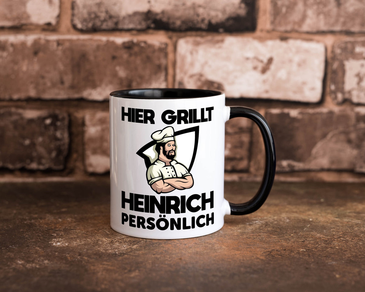 Hier Grillt Heinrich Persönlich | Grillmeister Geschenk Humor Geschenkidee Tasse