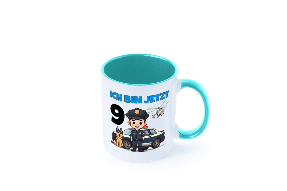 9. Geburtstag | 9 Jahre Polizei Kind Polizeiauto lustig Geschenkidee Geschenk Tasse
