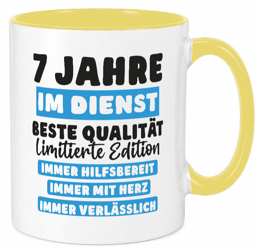 7 Jahre im Dienst | Jubiläum Arbeit v6 lustig Kollegen Büro Geschenk Tasse