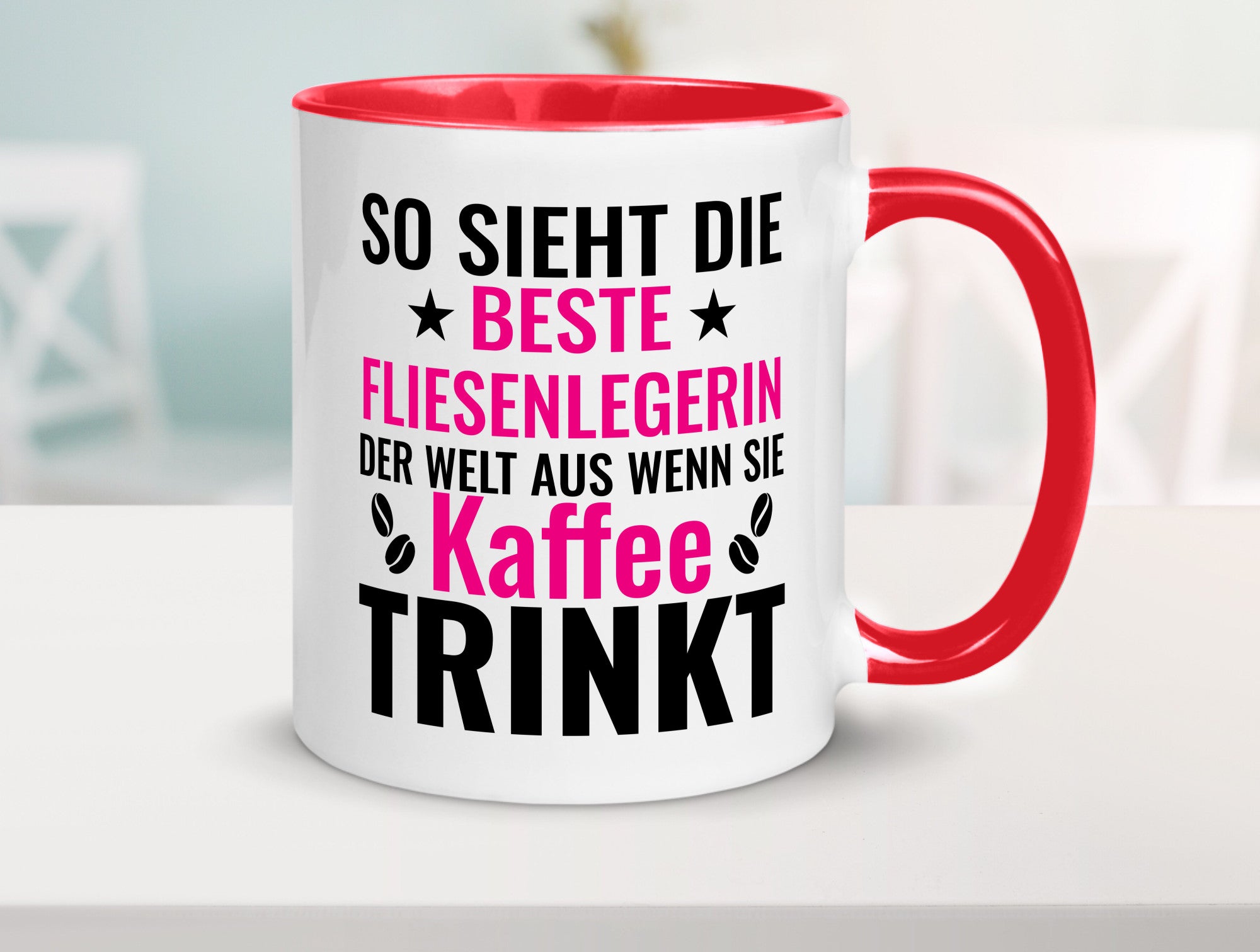 Kaffee trinkt: Fliesenlegerin | Fliesenlegen Bau Humor Geschenkidee Tasse
