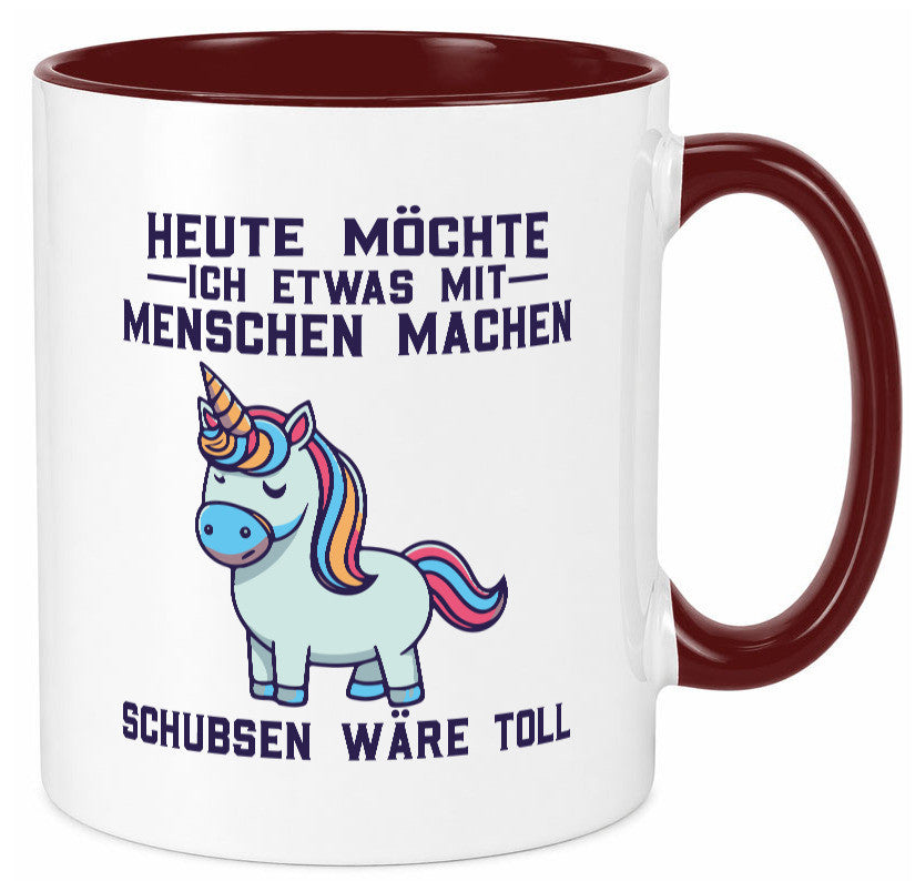 Heute möchte ich Menschen schubsen | Einhorn v2 Geschenk Humor Geschenkidee