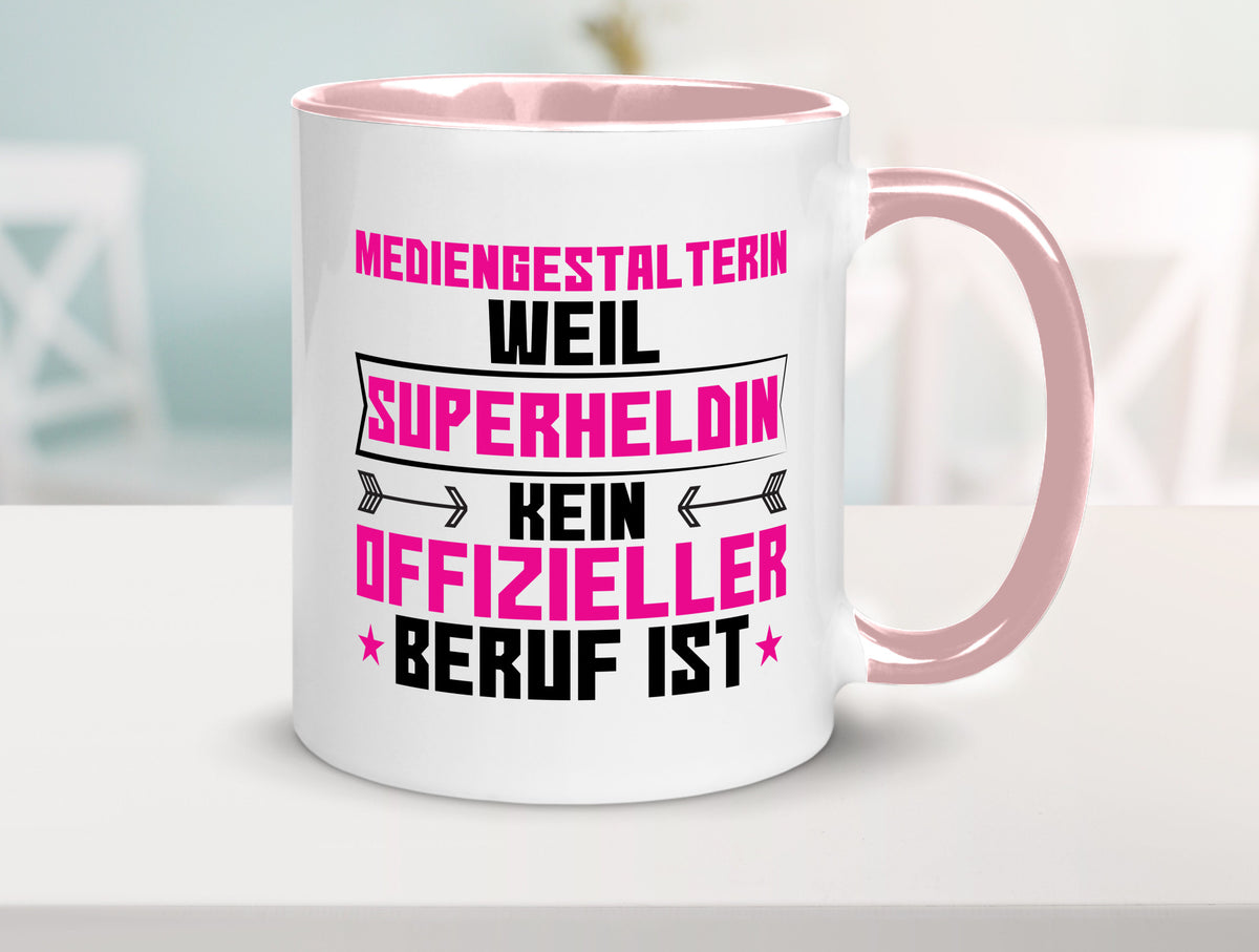 Superheldin Mediengestalterin | Medien lustiger Spruch Geschenk Humor Tasse