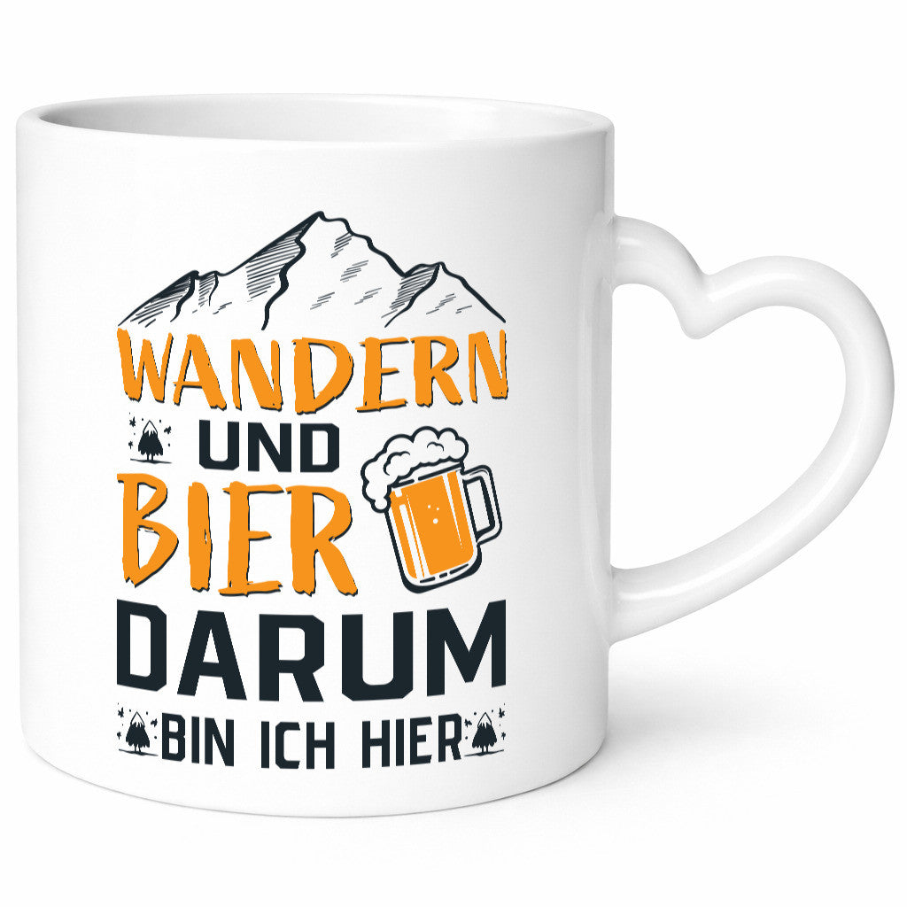 Wandern, Bier, darum hier | Berge Bierglas lustiger Spruch Geschenk Humor