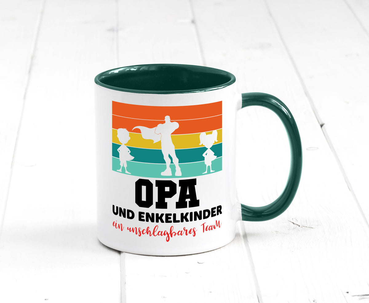 Opa und Enkelkinder ein unschlagbares Team Geschenkidee Familie Humor Tasse