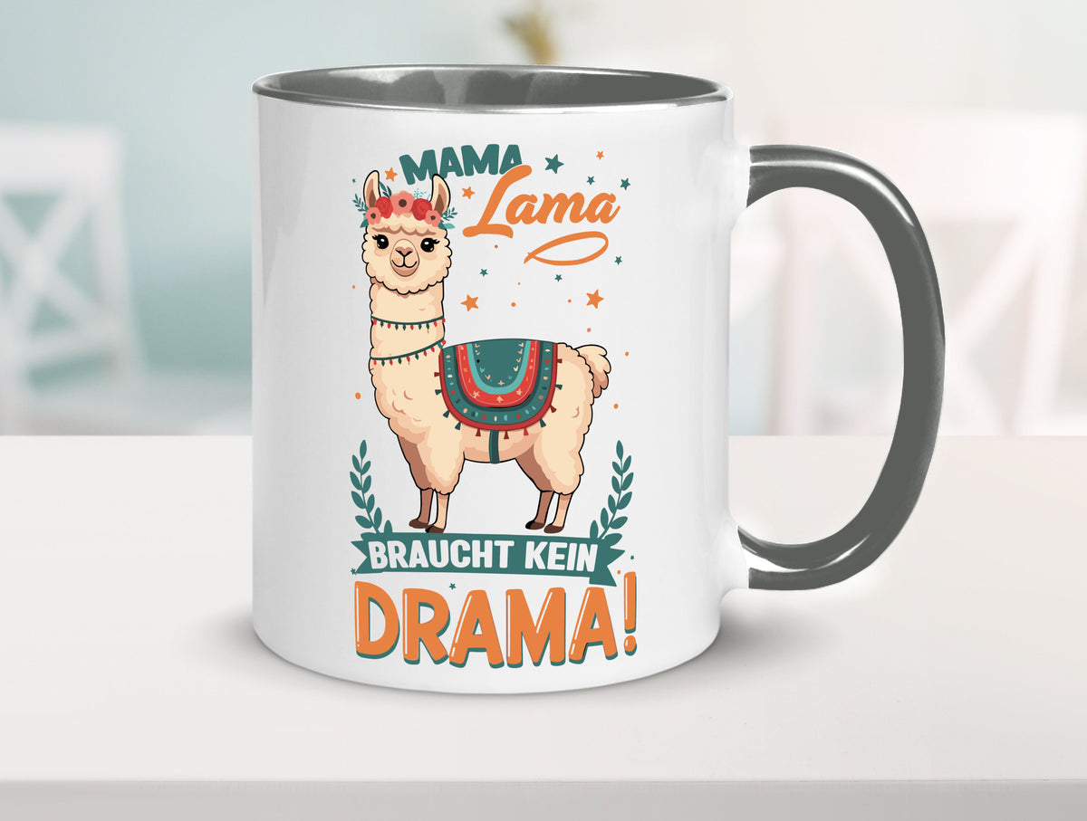Mama Lama braucht kein Drama | Muttertag Humor Familie Geschenkidee Tasse